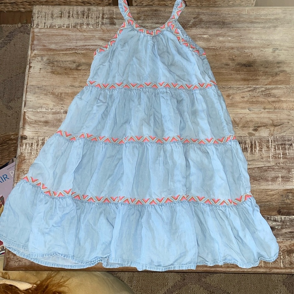 Peek tiered chambray dress